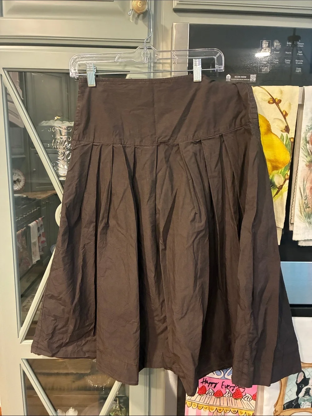 NWOT Free People Brown Pleated A-Line Skirt size 4 Fall Feminine Neutral